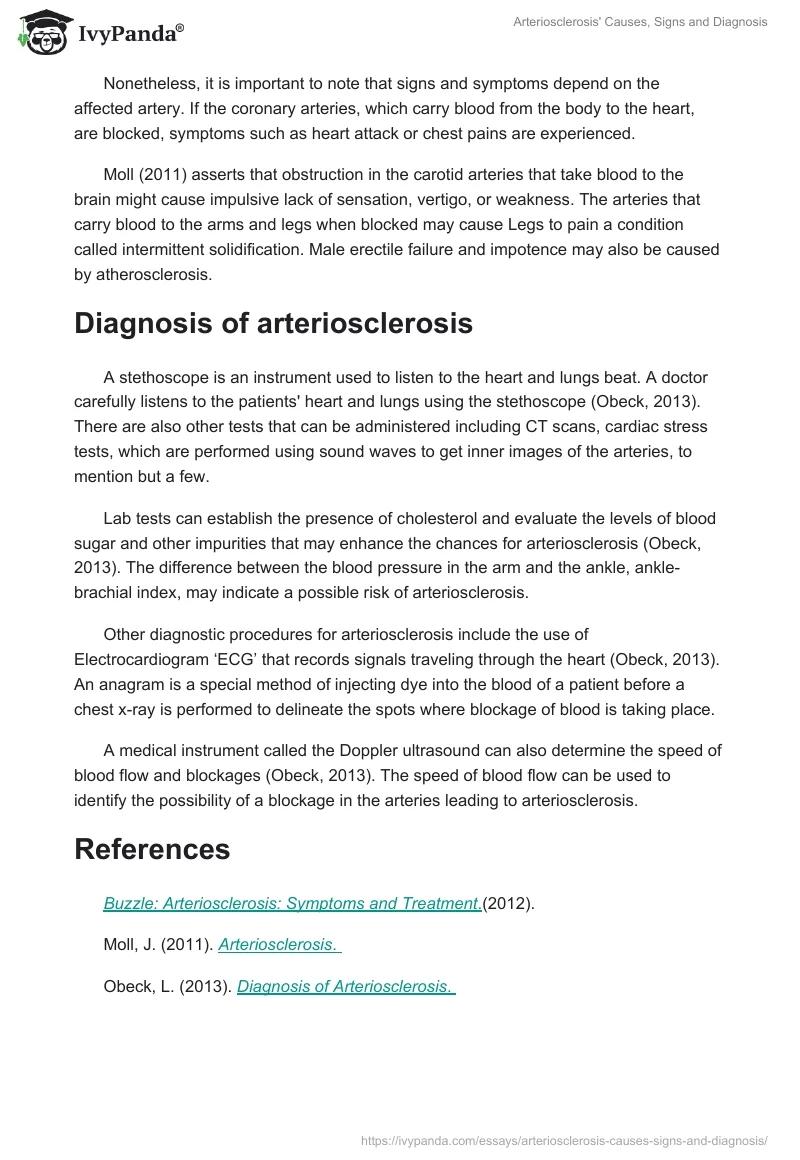 Arteriosclerosis' Causes, Signs and Diagnosis. Page 2