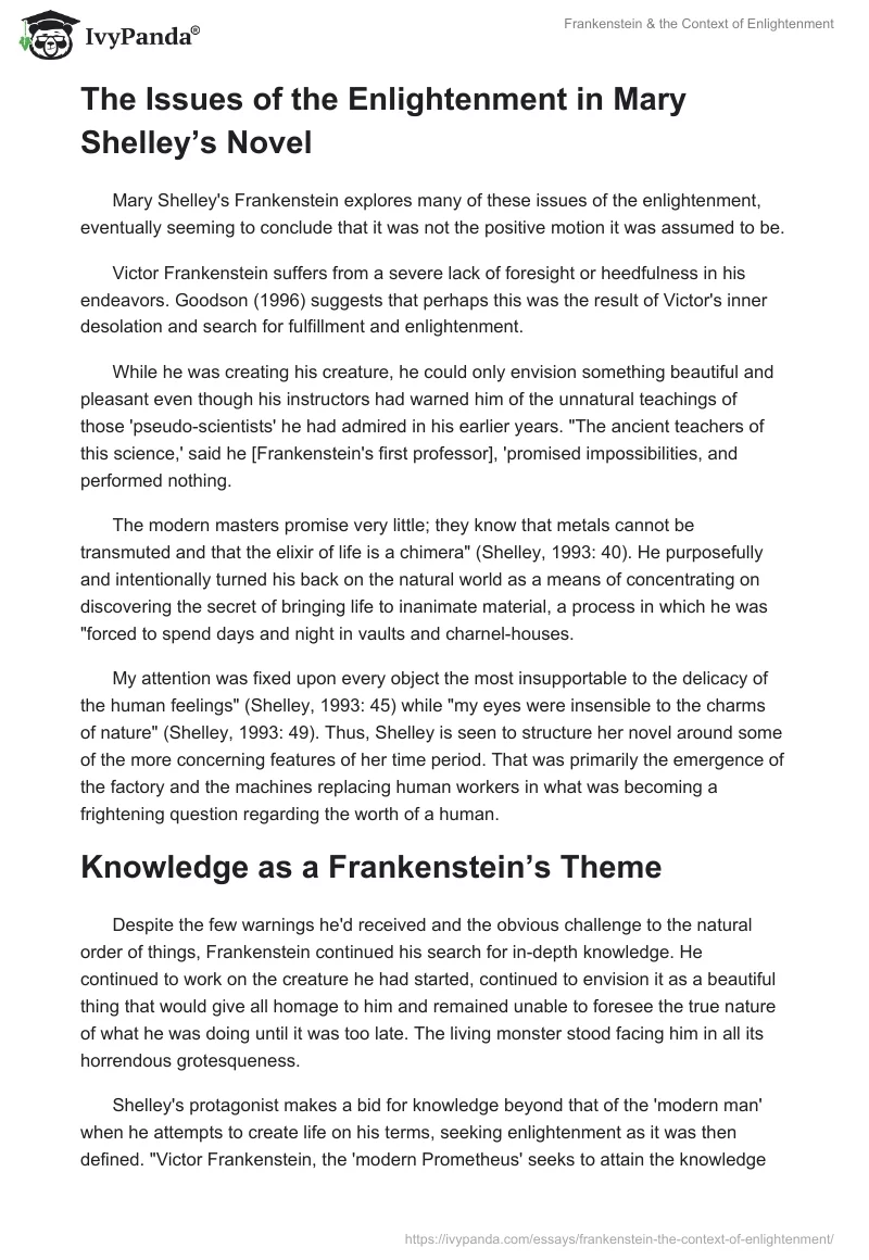 Frankenstein & the Context of Enlightenment. Page 2