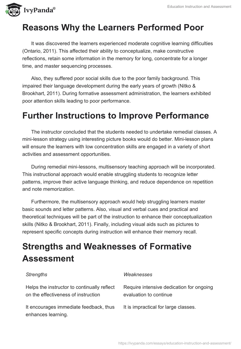 Education Instruction and Assessment. Page 3