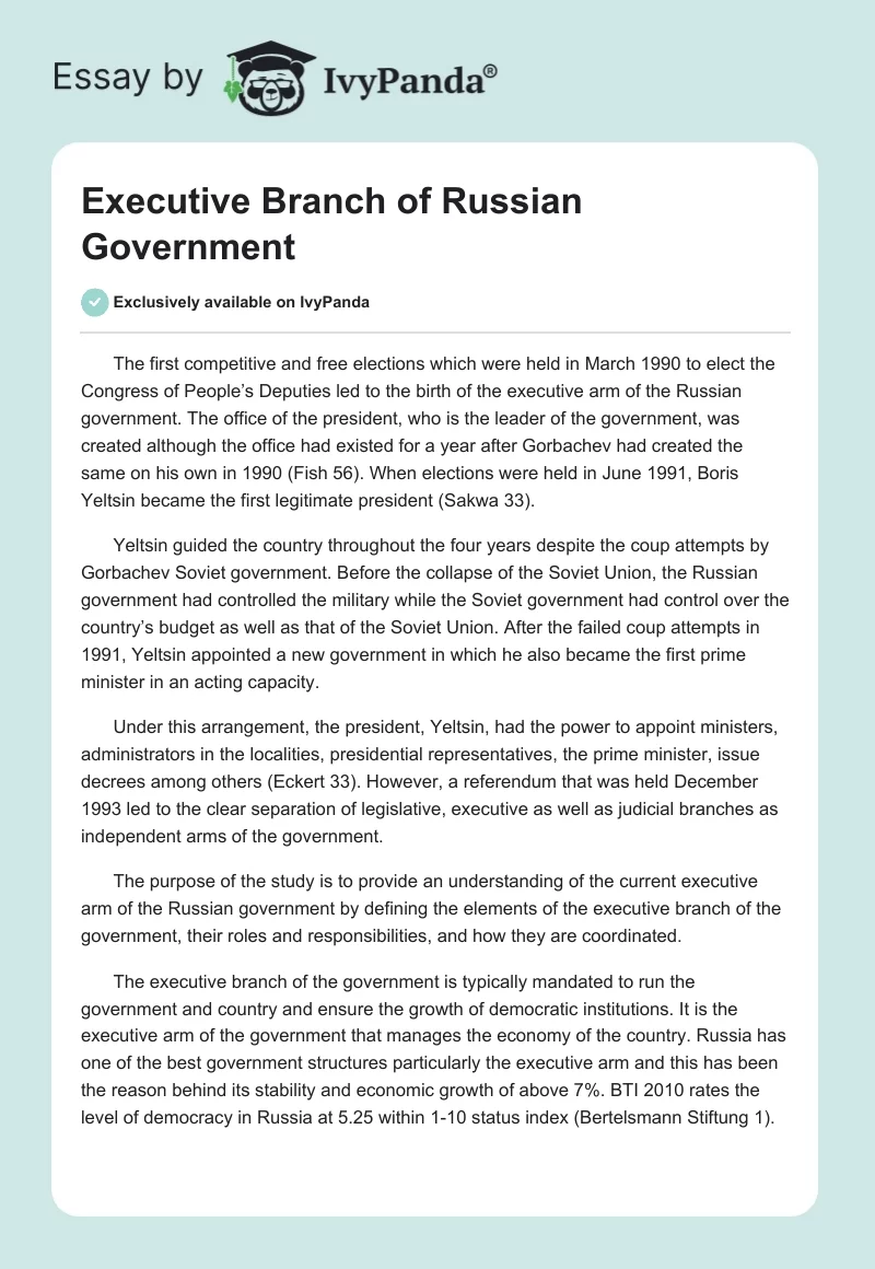 Executive Branch of Russian Government. Page 1