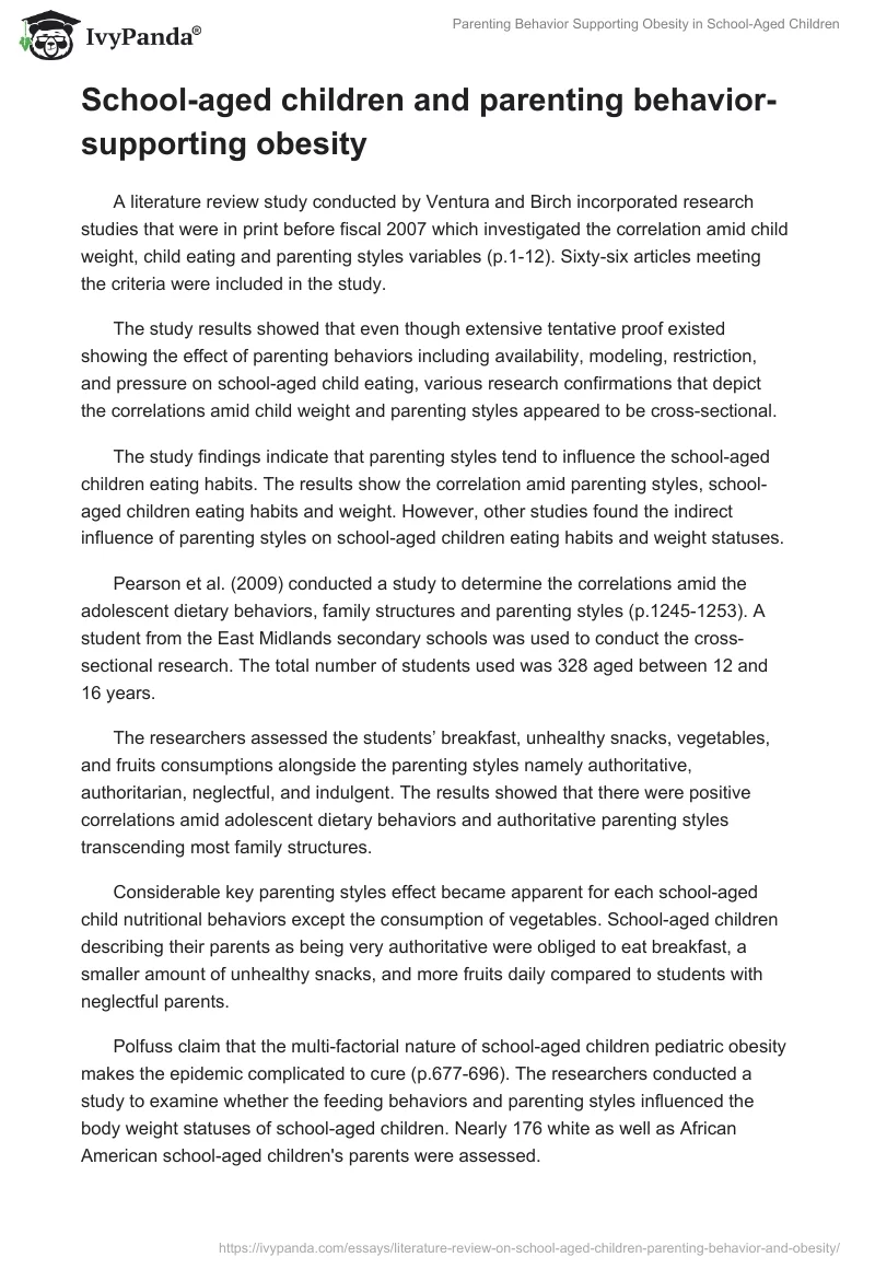 Parenting Behavior Supporting Obesity in School-Aged Children. Page 3