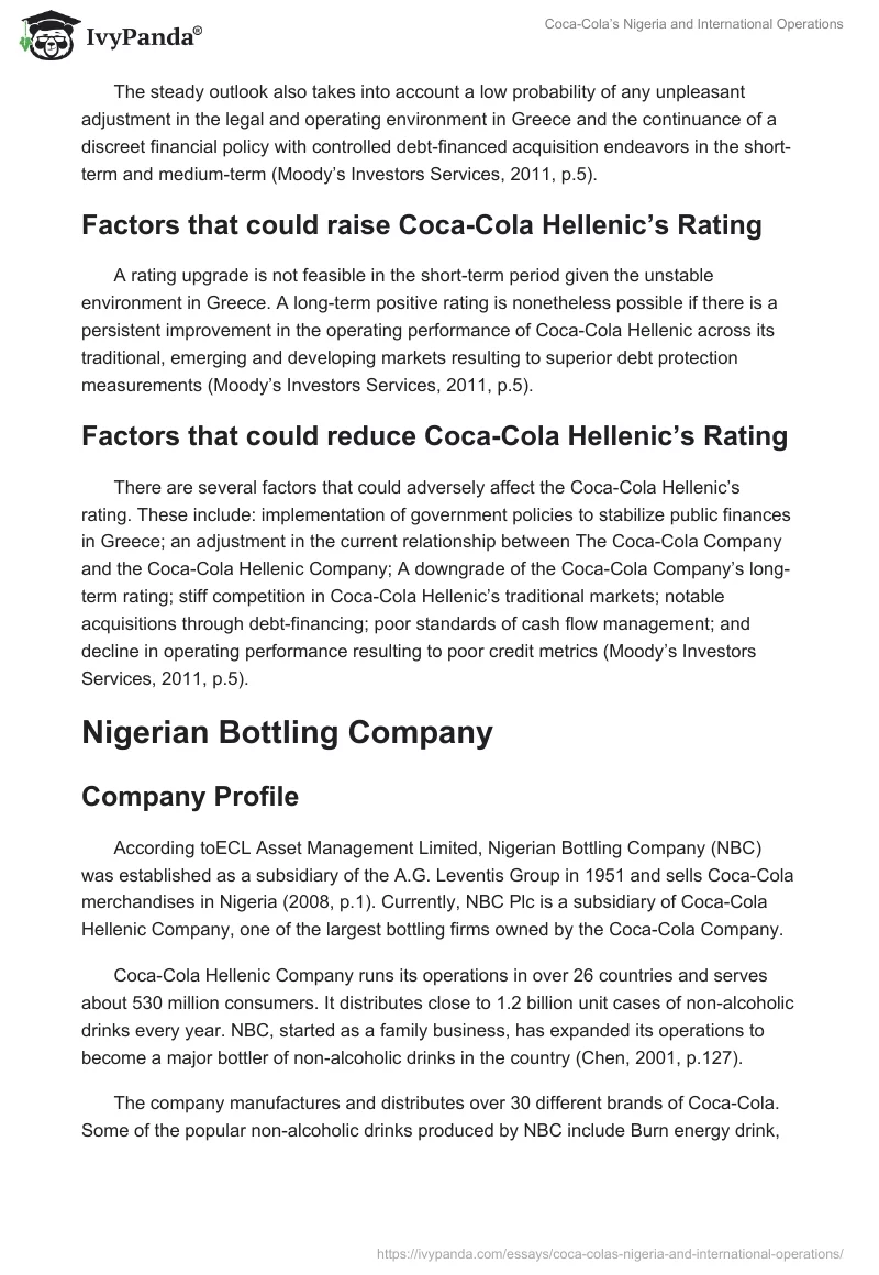 Coca-Cola’s Nigeria and International Operations. Page 5