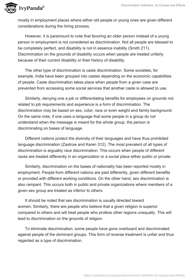Discrimination Definition, Its Causes and Effects. Page 2