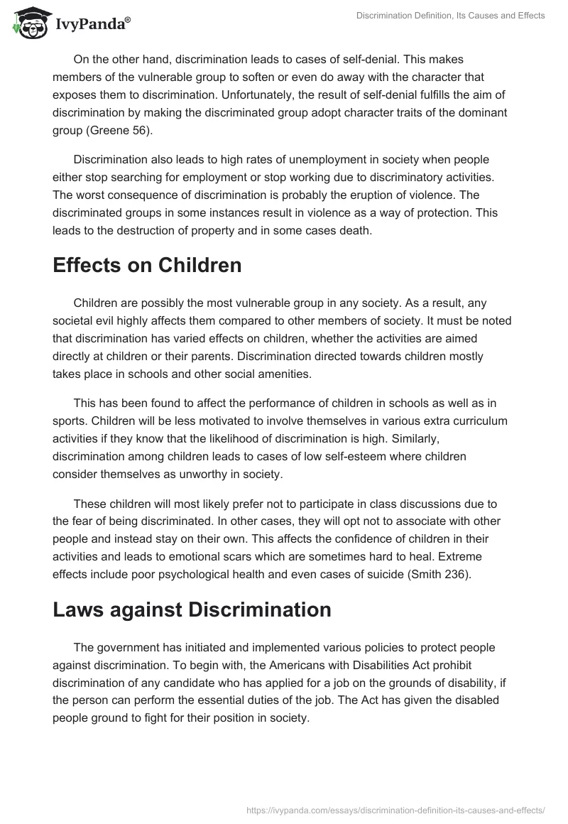 Discrimination Definition, Its Causes and Effects. Page 5
