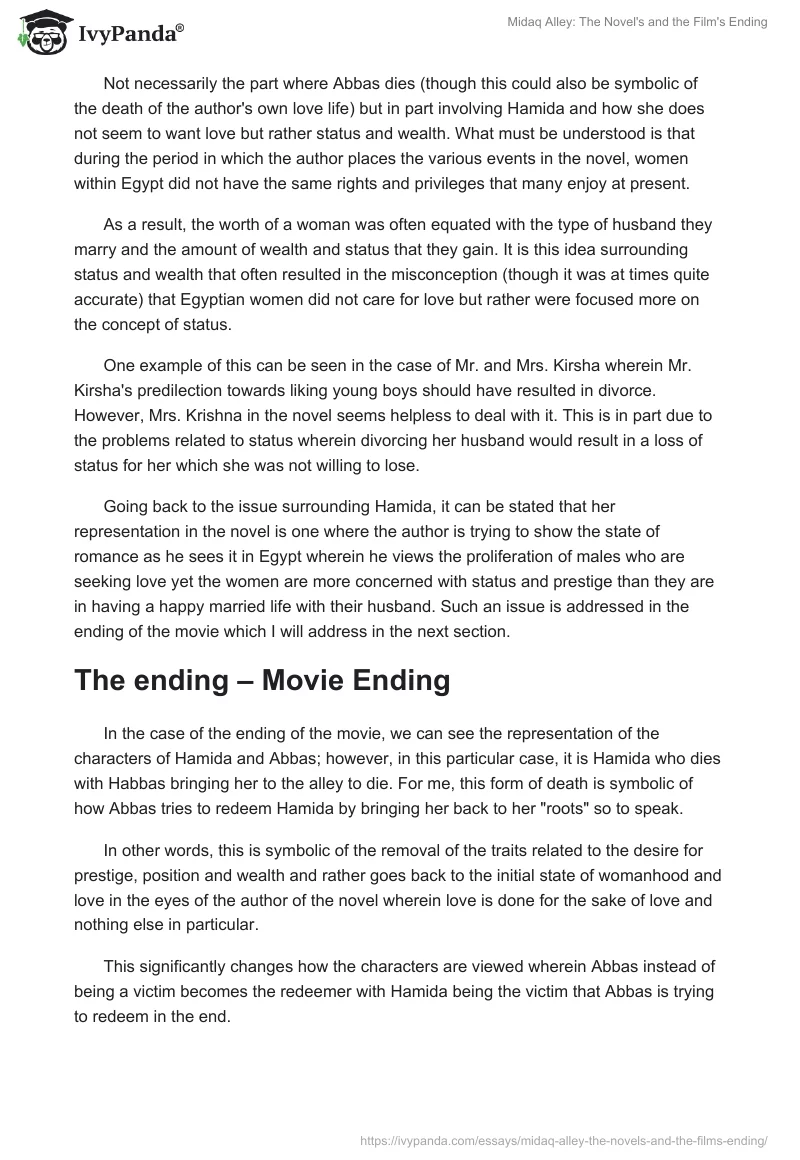 "Midaq Alley": The Novel's and the Film's Ending. Page 2