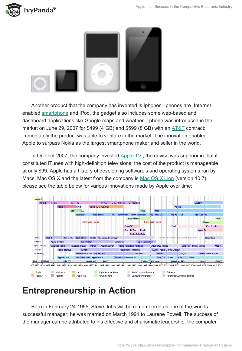 Apple Inc.: Success in the Competitive Electronic Industry. Page 3