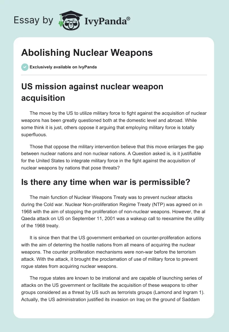 Abolishing Nuclear Weapons. Page 1