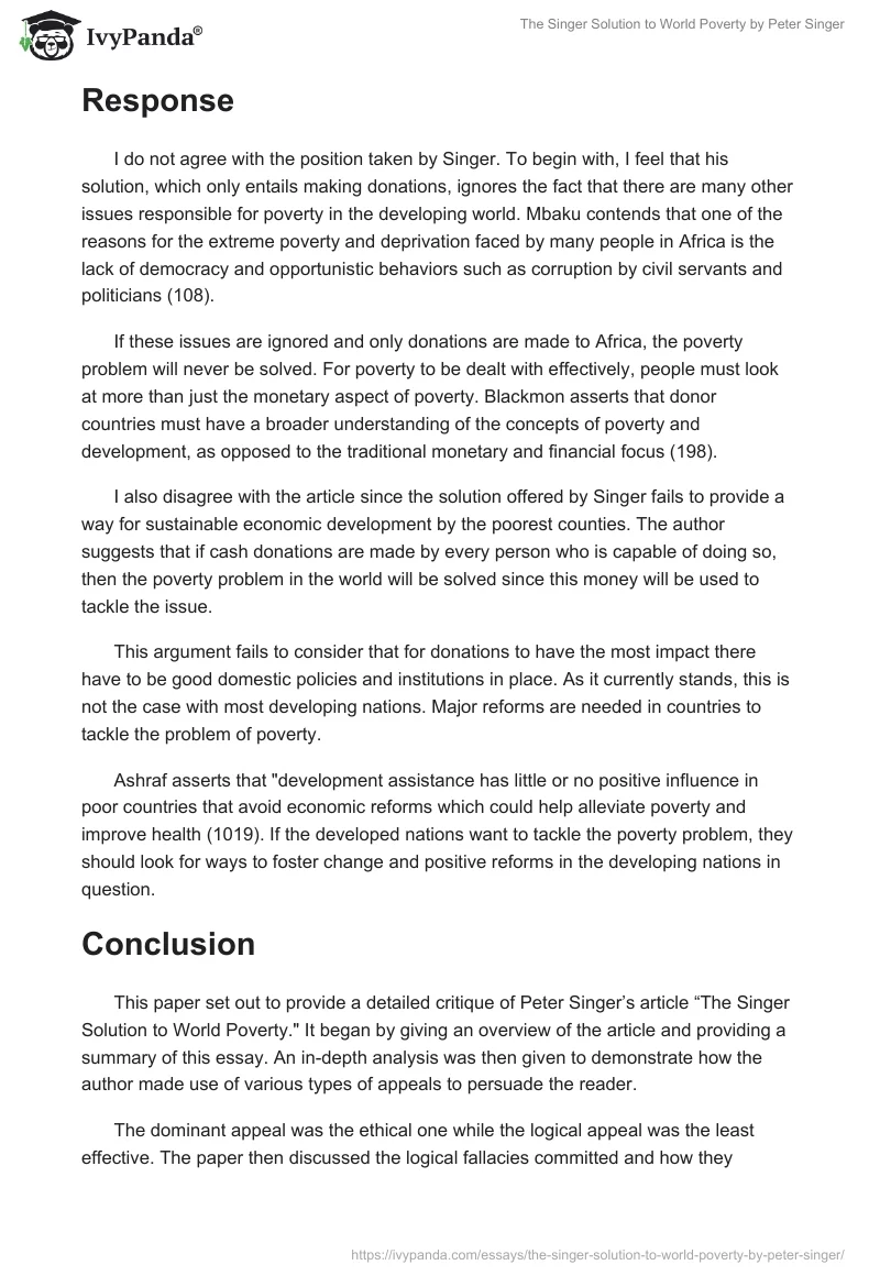"The Singer Solution to World Poverty" by Peter Singer. Page 4