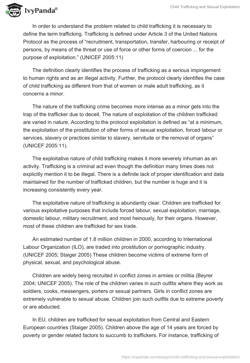 Child Trafficking and Sexual Exploitation. Page 2