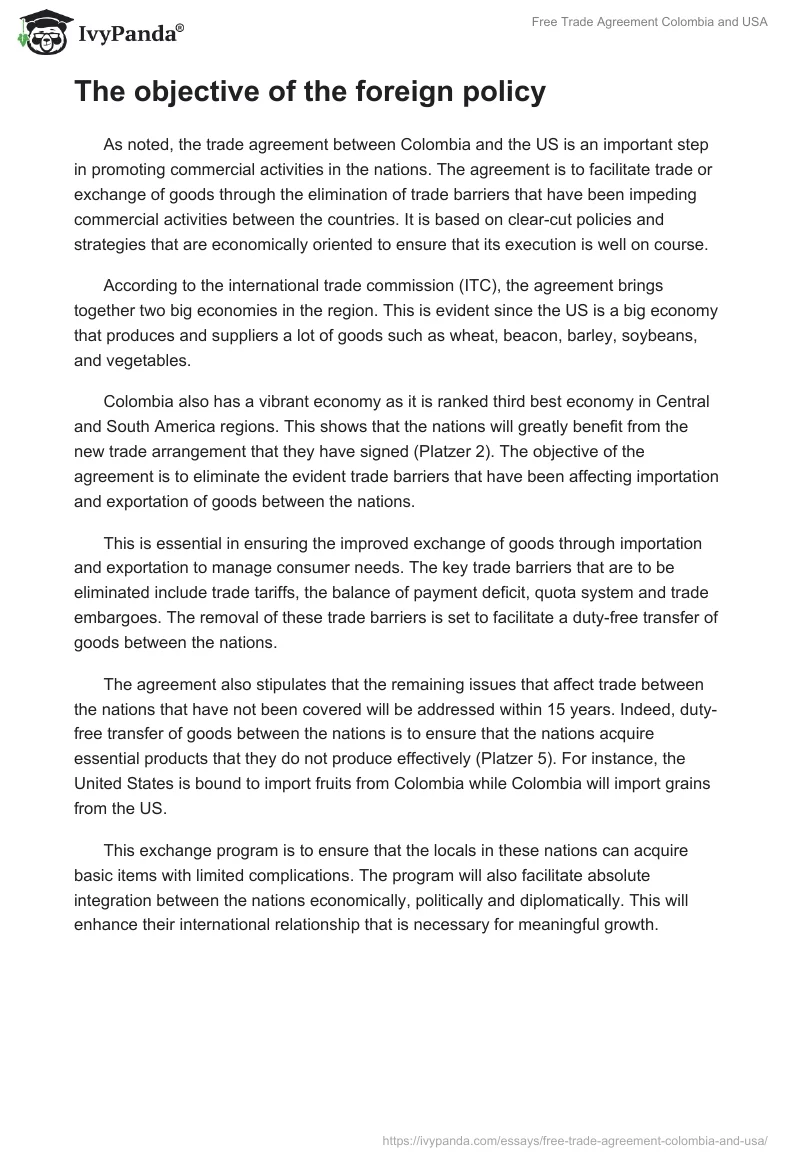 Free Trade Agreement Colombia and USA. Page 2