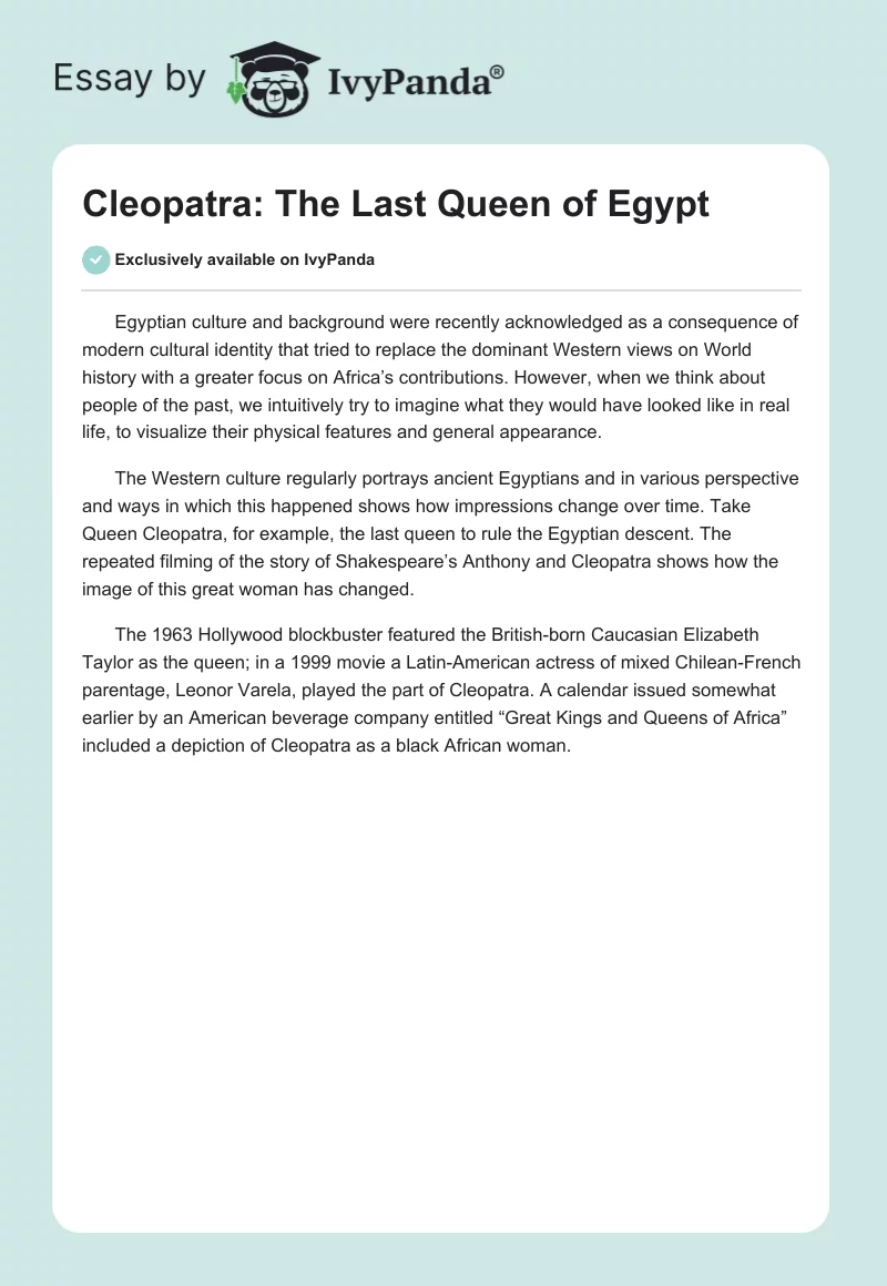 Cleopatra: The Last Queen of Egypt. Page 1