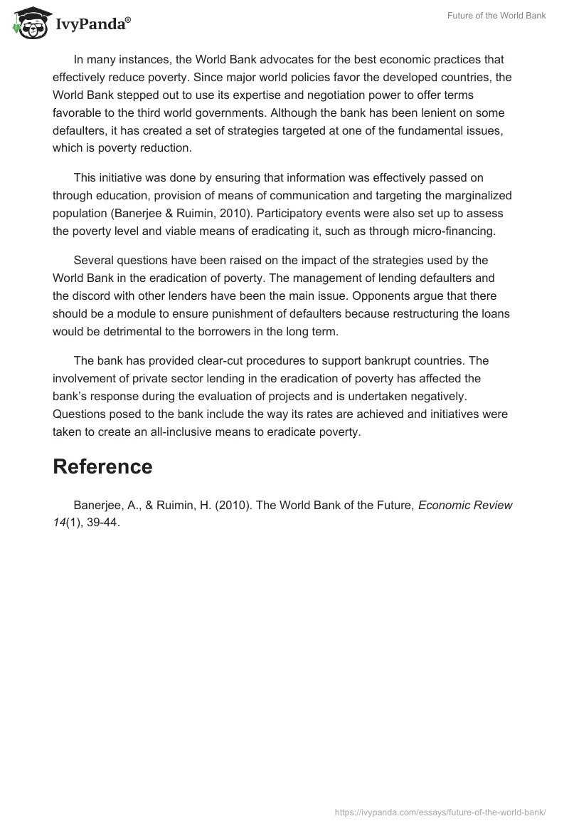 Future of the World Bank. Page 2