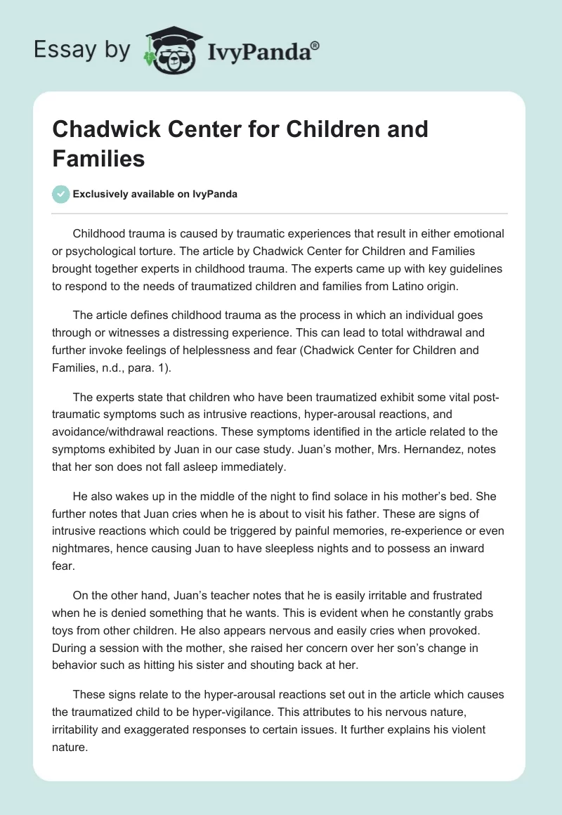 Chadwick Center for Children and Families. Page 1