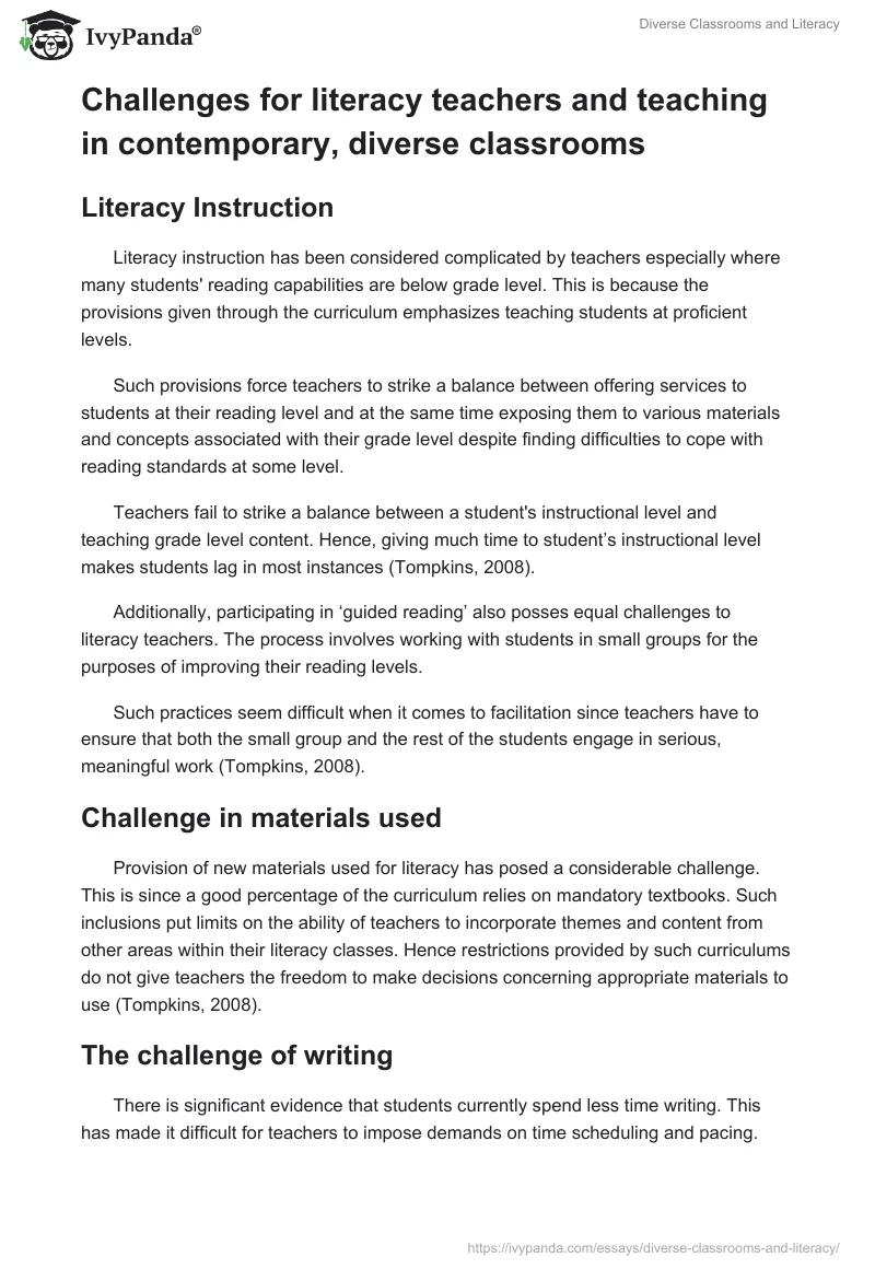 Diverse Classrooms and Literacy. Page 2