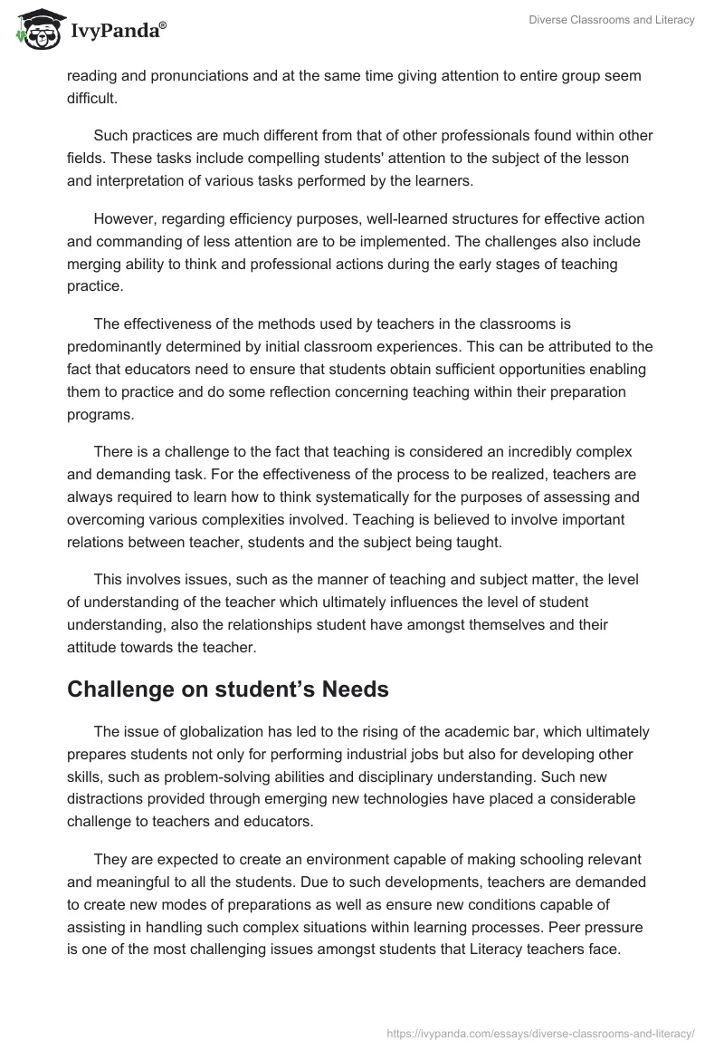 Diverse Classrooms and Literacy. Page 4