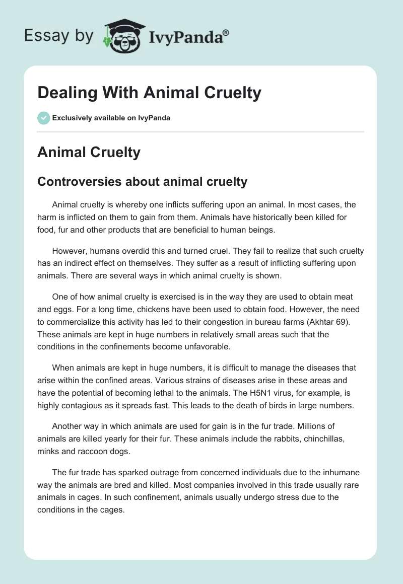 Dealing With Animal Cruelty. Page 1