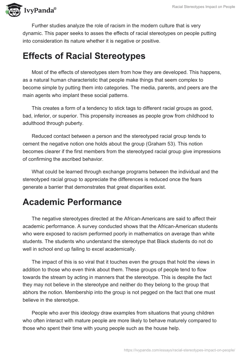 Racial Stereotypes Impact on People. Page 2