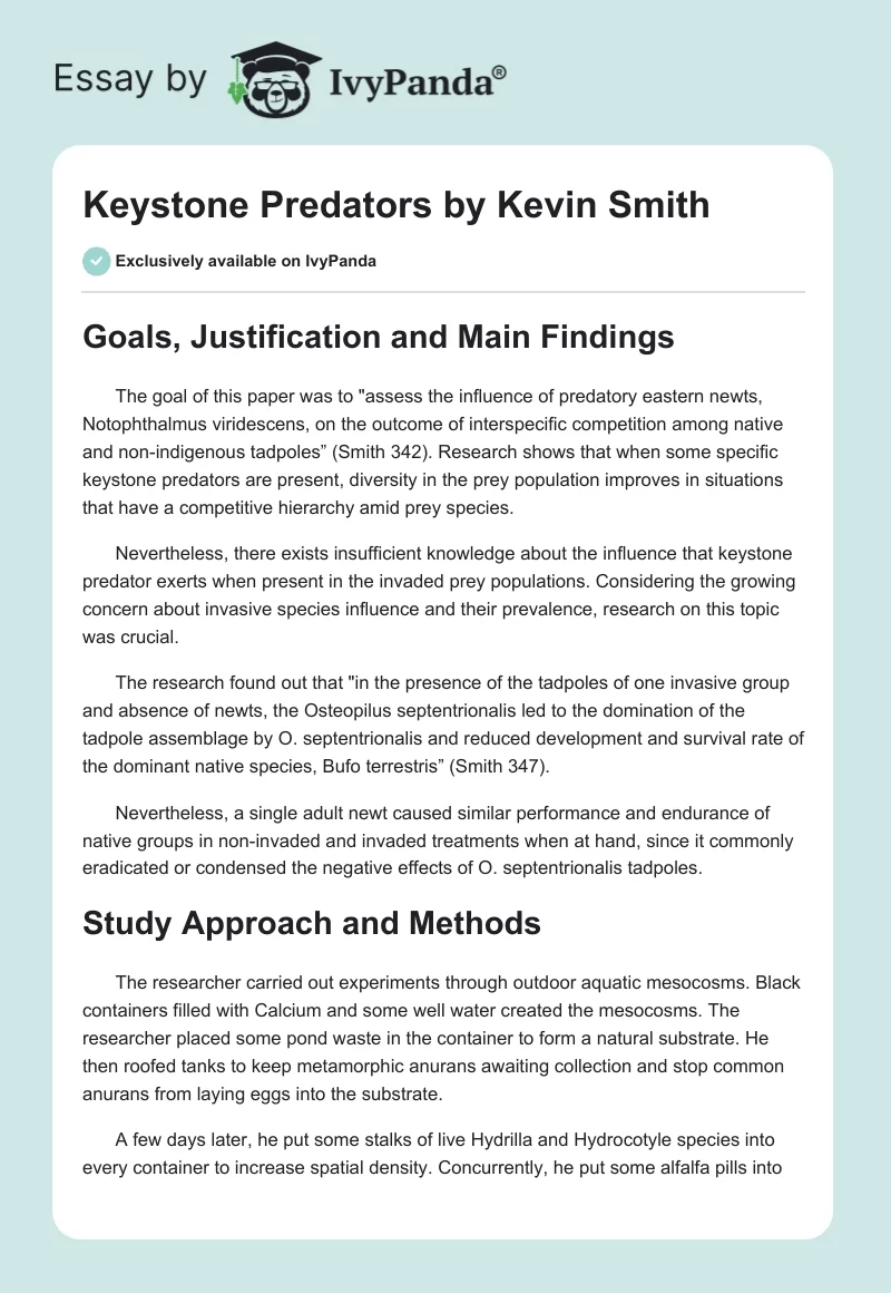 "Keystone Predators" by Kevin Smith. Page 1