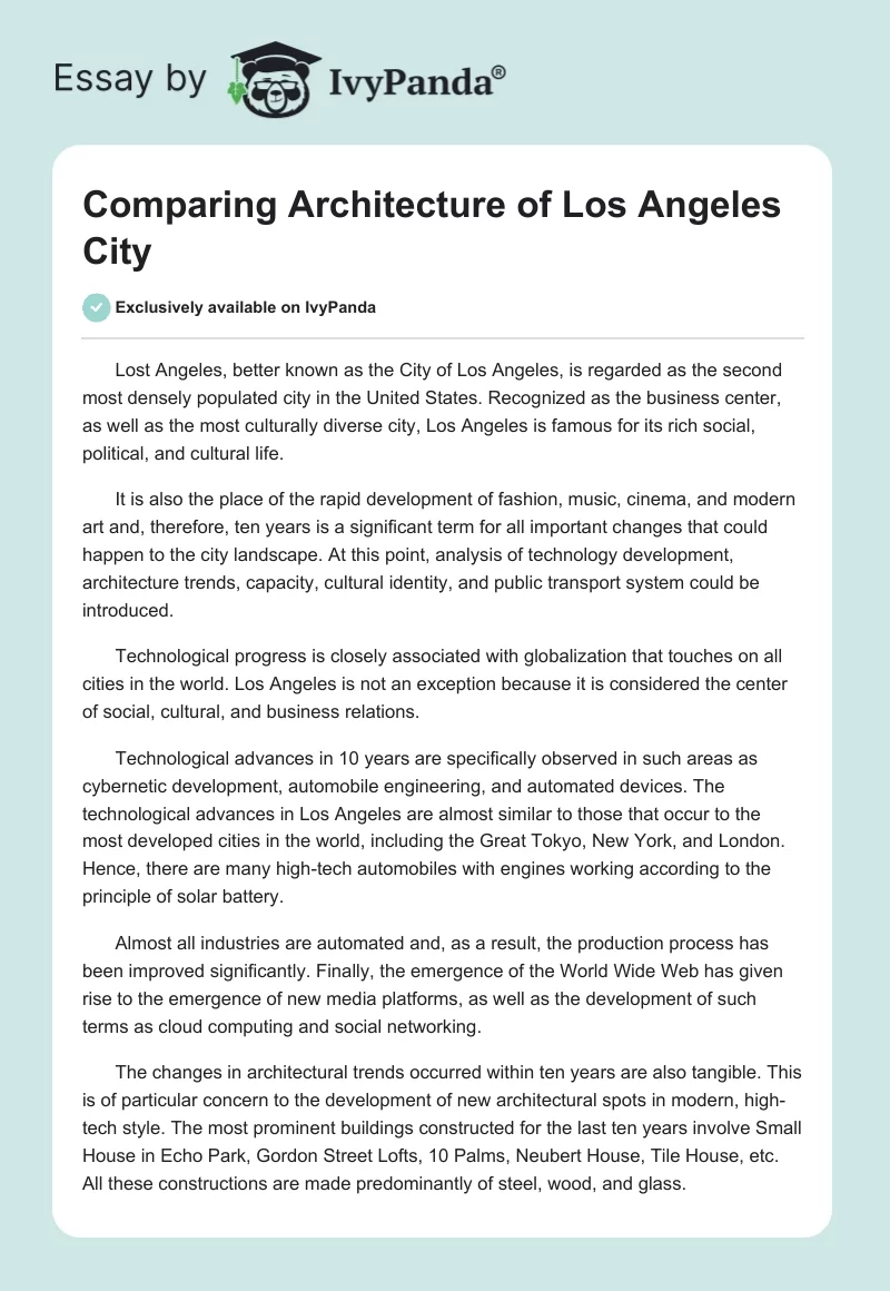 Comparing Architecture of Los Angeles City. Page 1