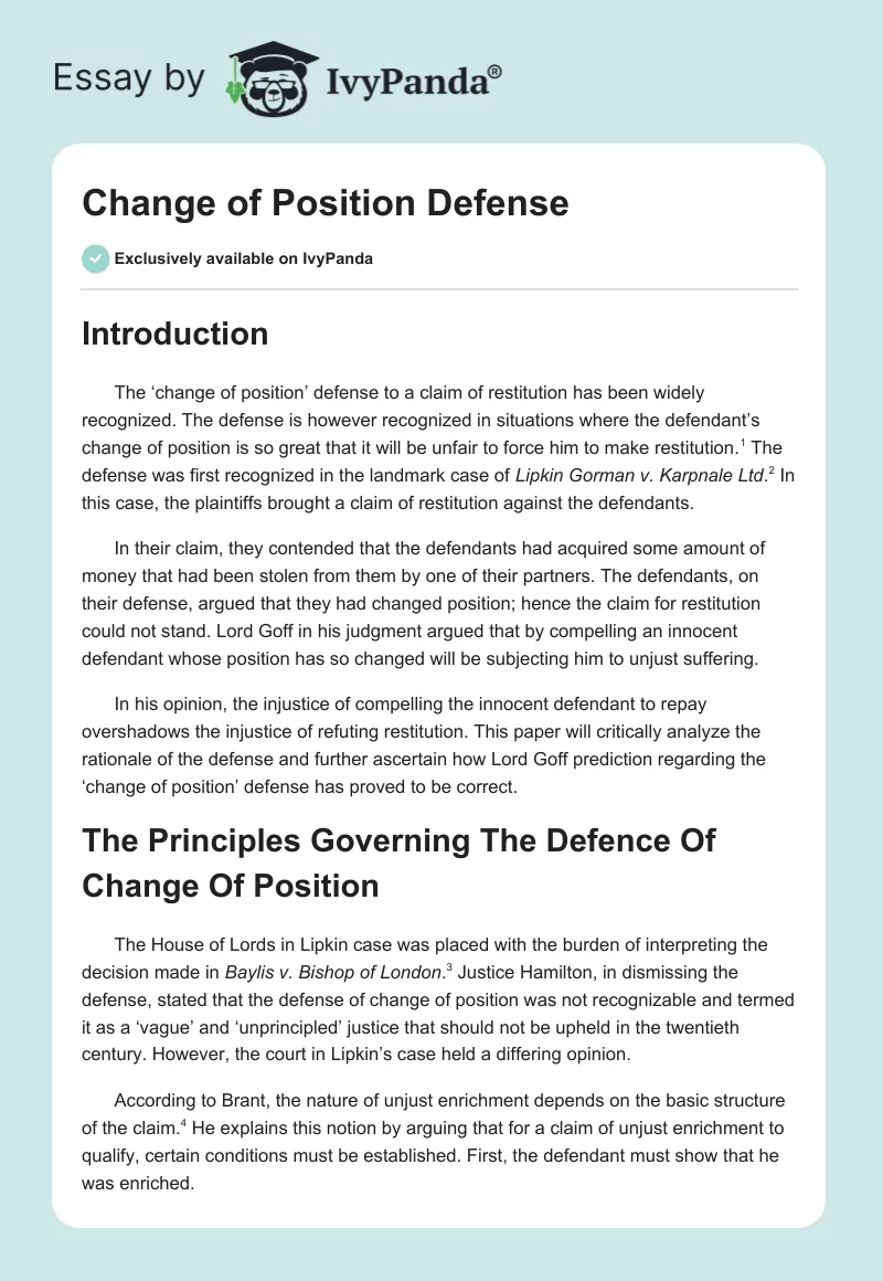 Change of Position Defense. Page 1