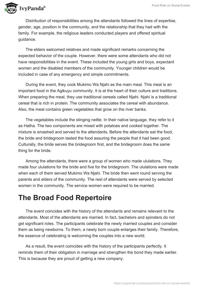 Food Role on Social Events. Page 2