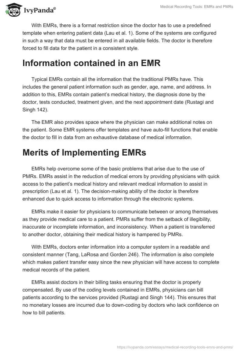 Medical Recording Tools: EMRs and PMRs. Page 2