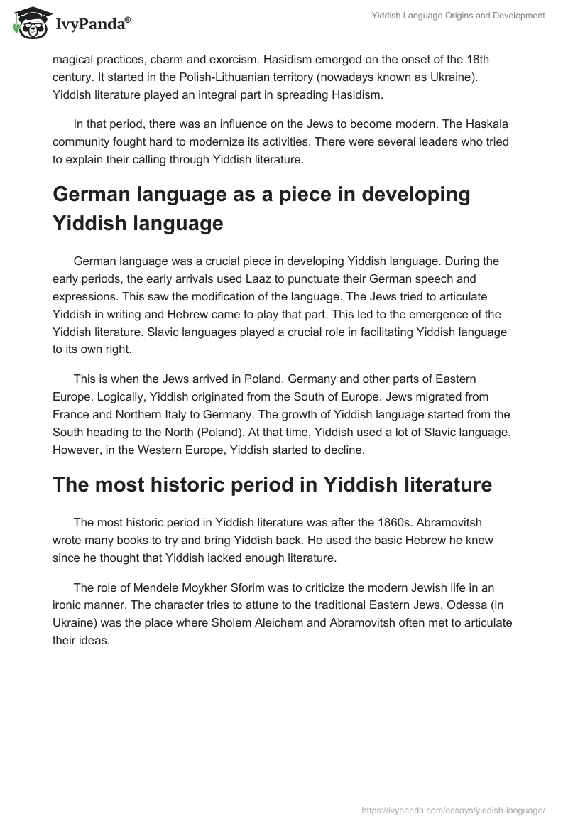 Yiddish Language Origins and Development. Page 2