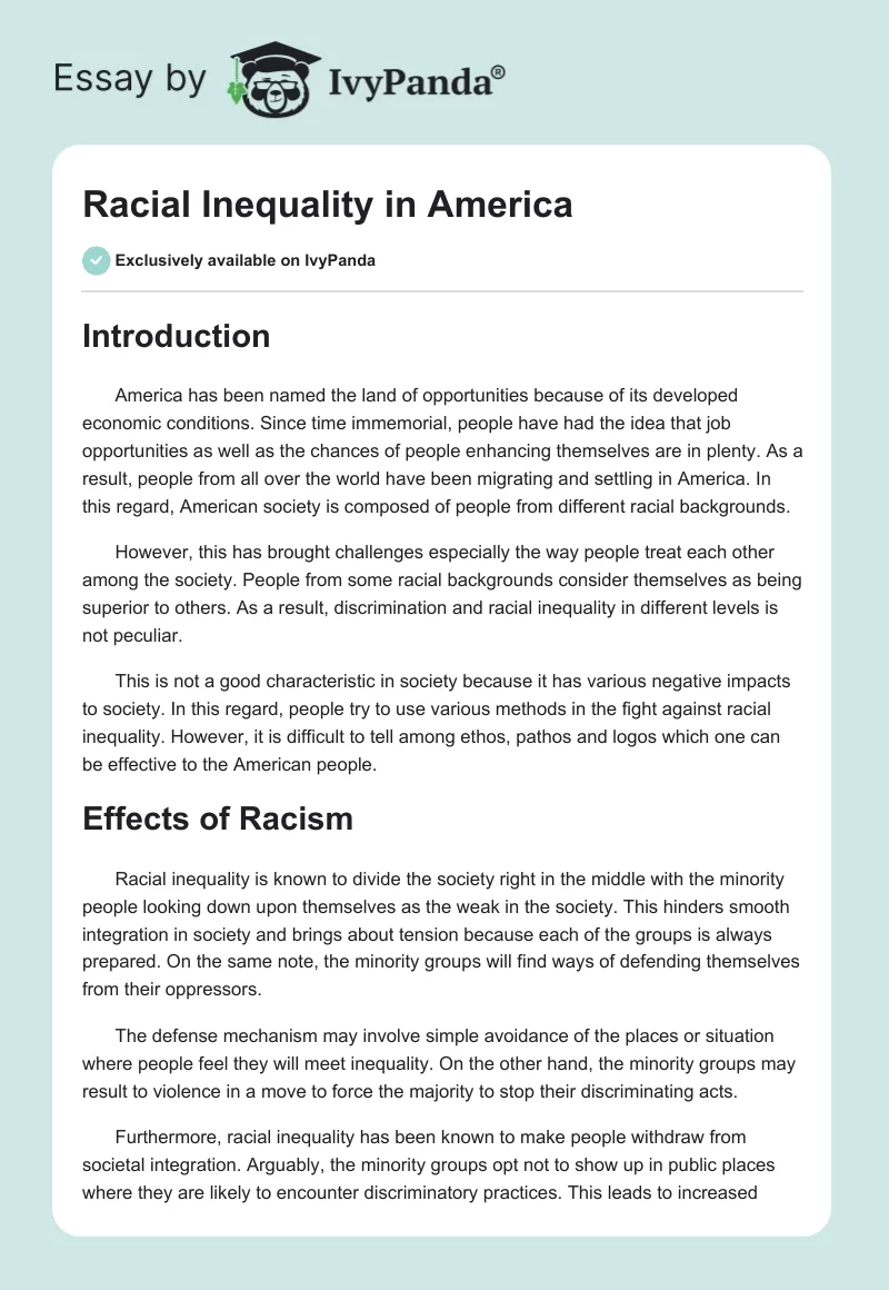 Racial Inequality in America. Page 1