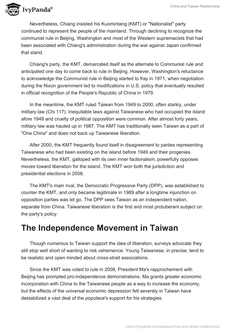 China and Taiwan Relationship. Page 4