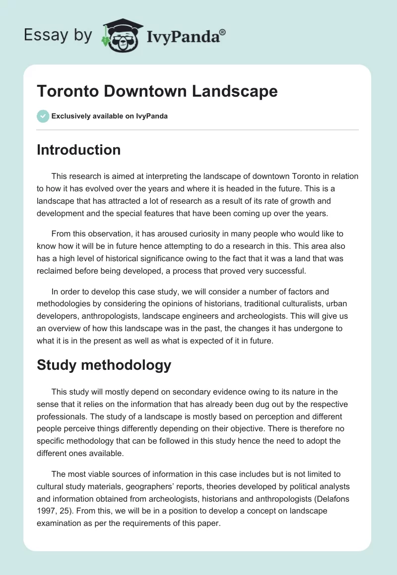Toronto Downtown Landscape. Page 1