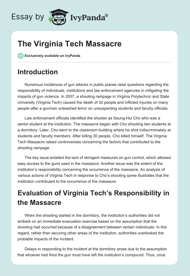 The Virginia Tech Massacre. Page 1