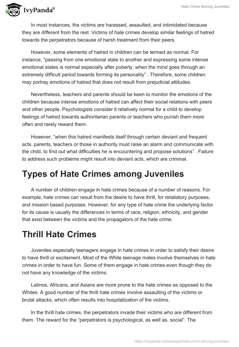 Hate Crime Among Juveniles. Page 2