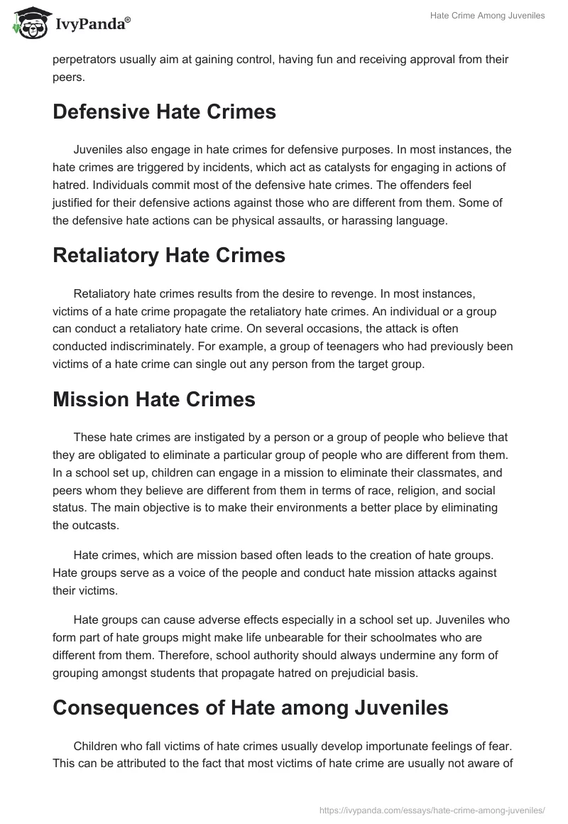 Hate Crime Among Juveniles. Page 3