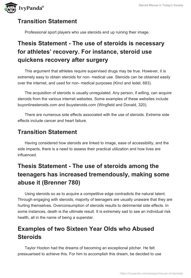 Steroid Misuse in Today's Society. Page 2