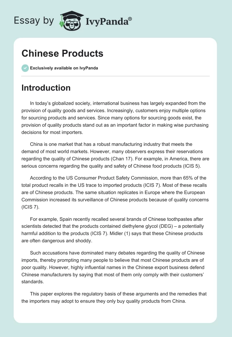 Chinese Products. Page 1