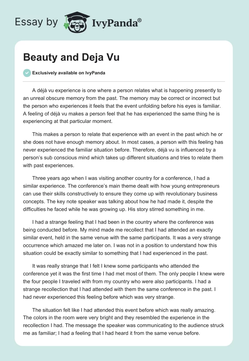 Beauty and Deja Vu. Page 1