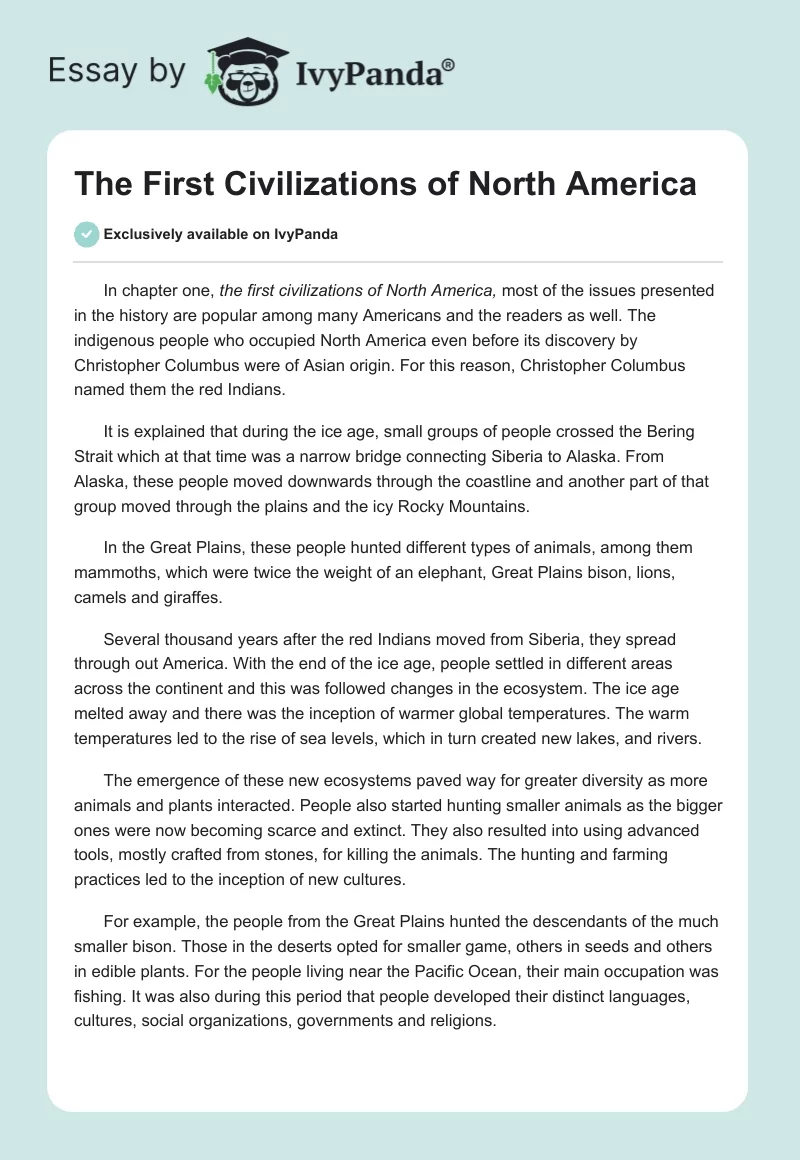 The First Civilizations of North America. Page 1