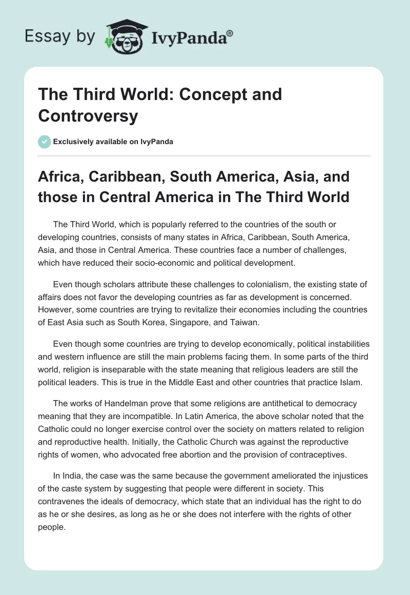 The Third World: Concept and Controversy. Page 1