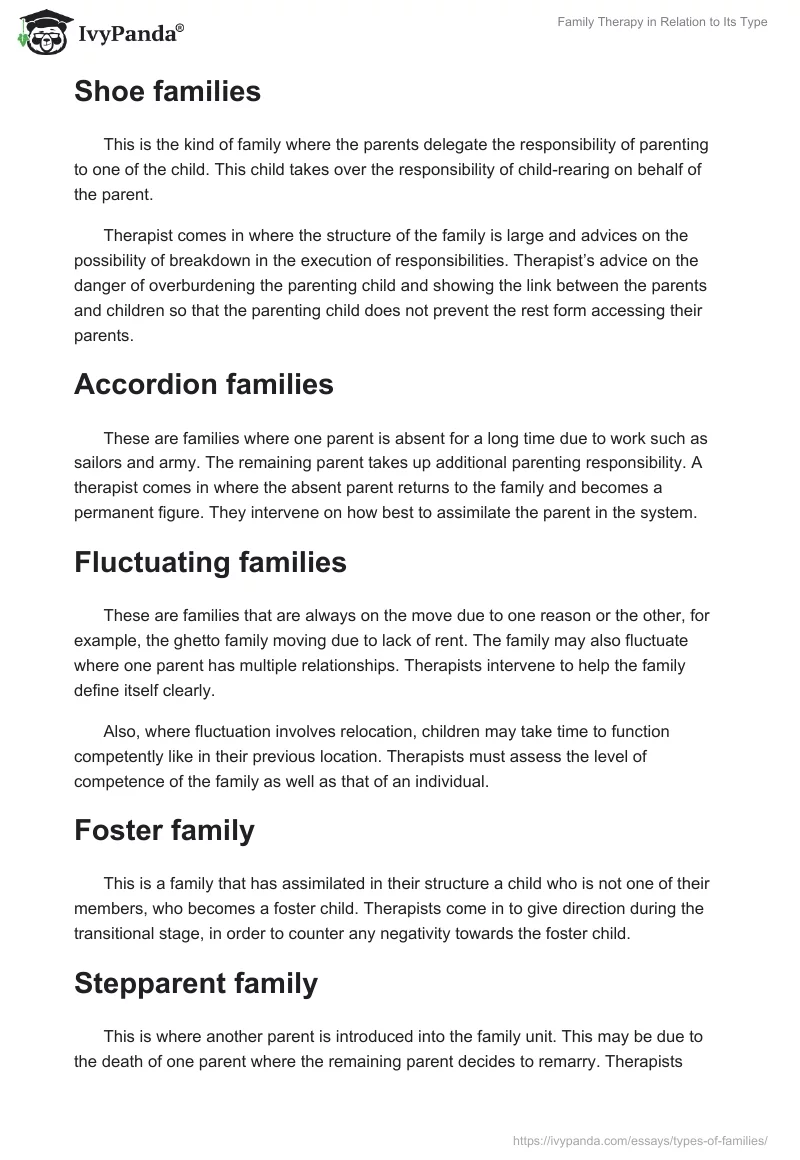 Family Therapy in Relation to Its Type. Page 2