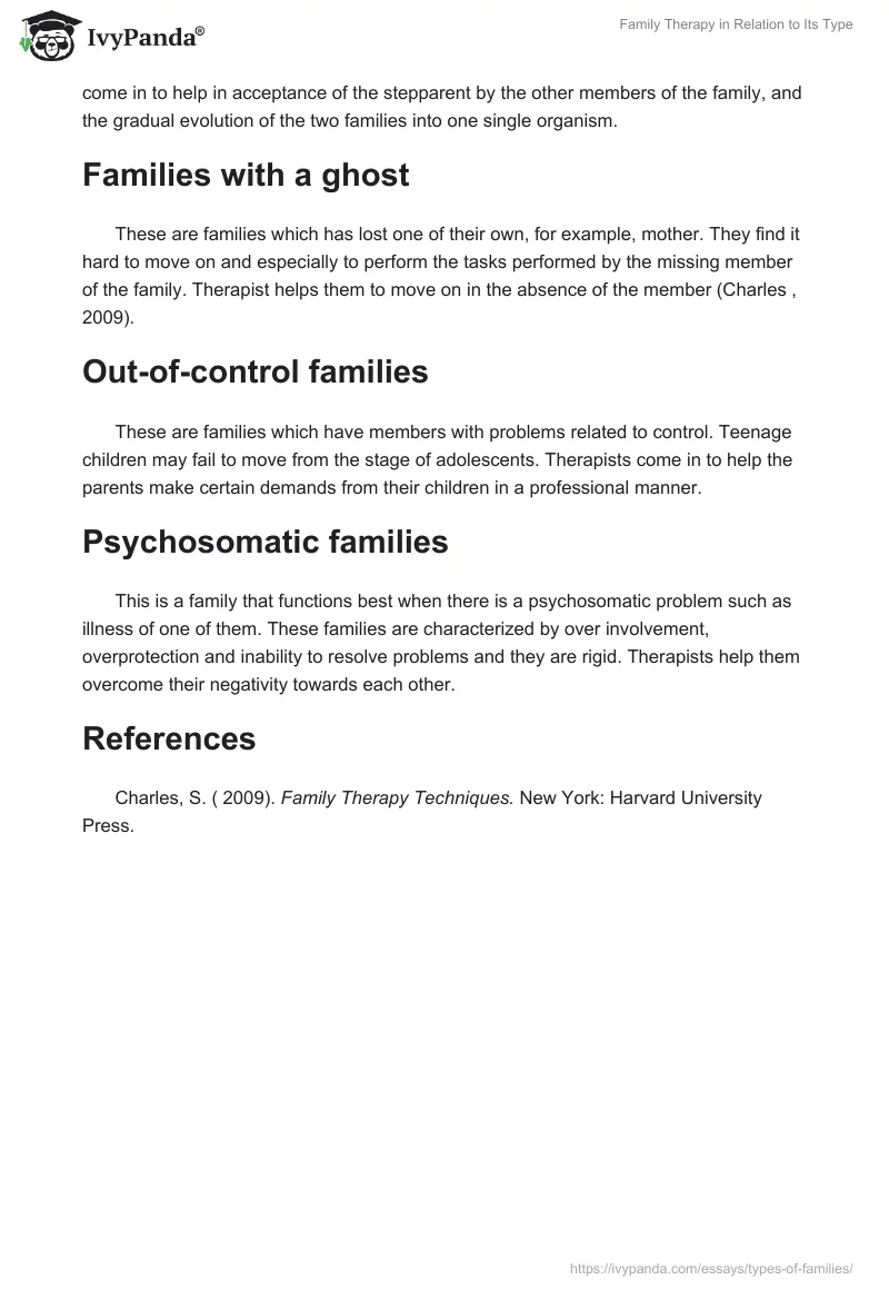 Family Therapy in Relation to Its Type. Page 3