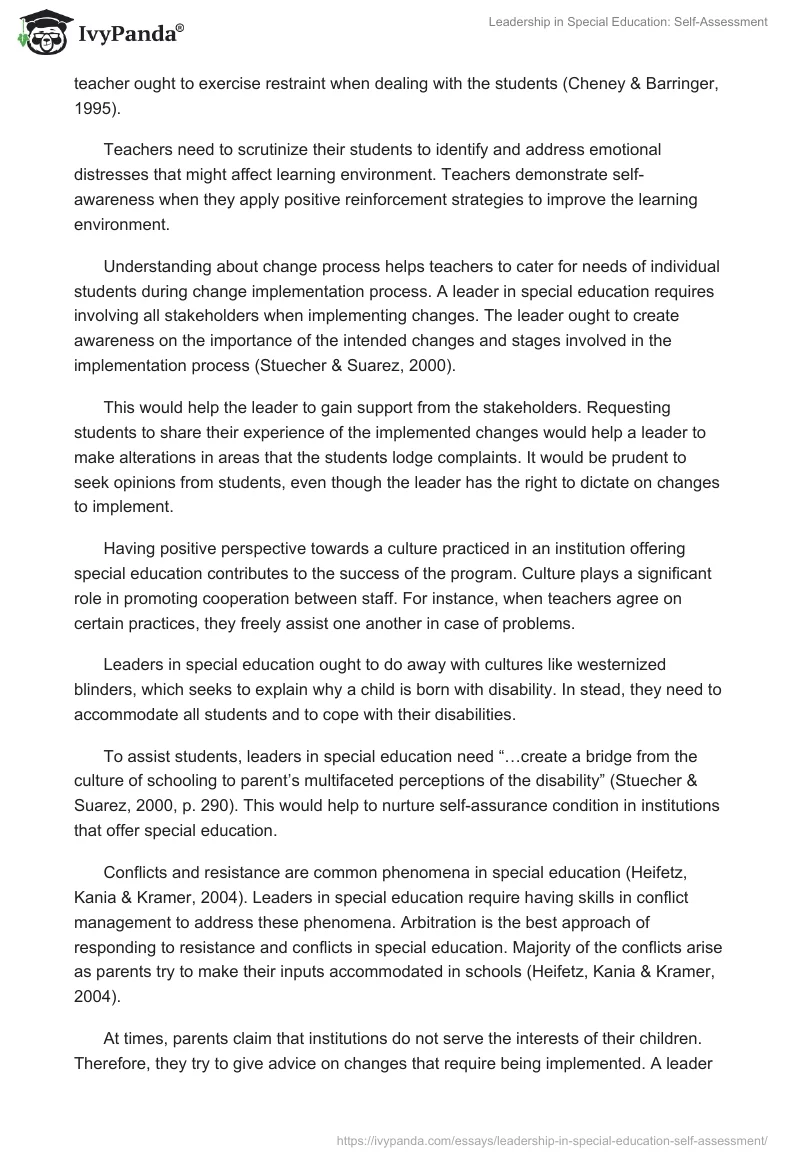 Leadership in Special Education: Self-Assessment. Page 2