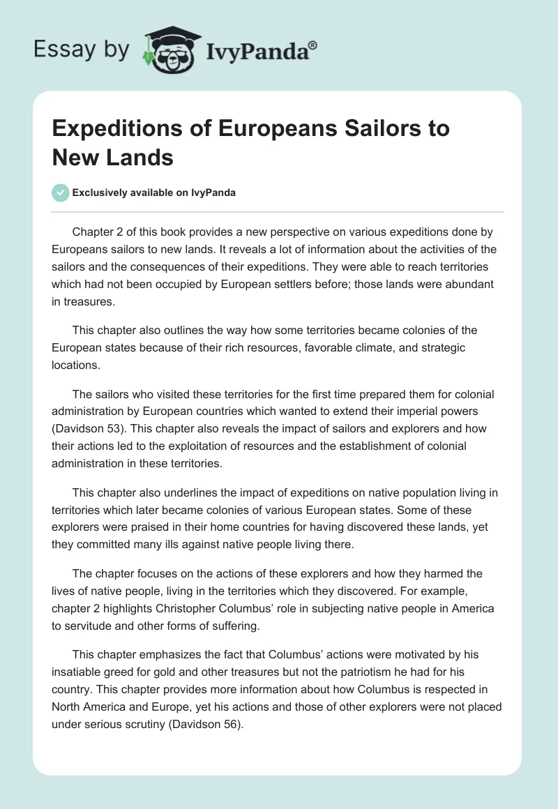 Expeditions of Europeans Sailors to New Lands. Page 1