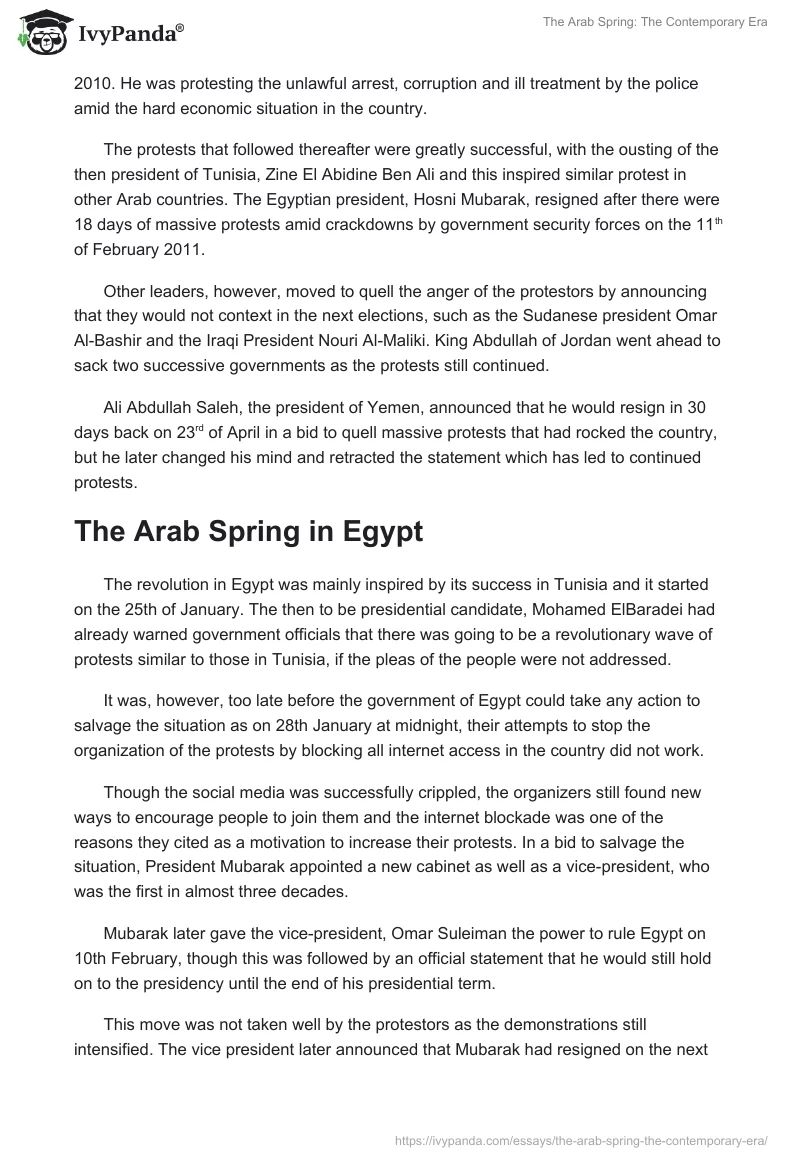 The Arab Spring: The Contemporary Era. Page 2