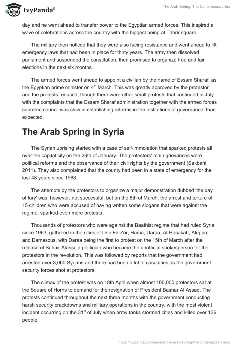 The Arab Spring: The Contemporary Era. Page 3