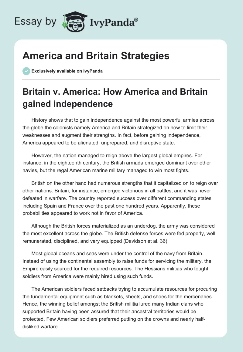 America and Britain Strategies. Page 1