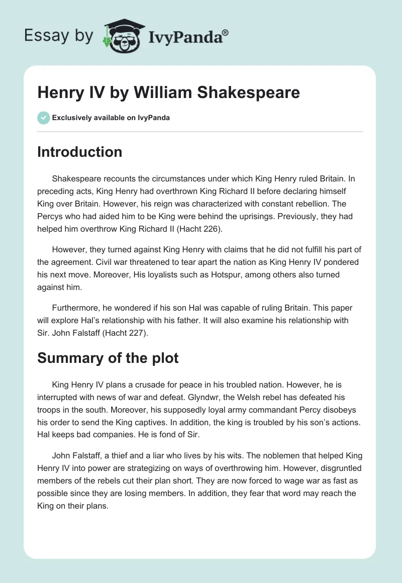 "Henry IV" by William Shakespeare. Page 1