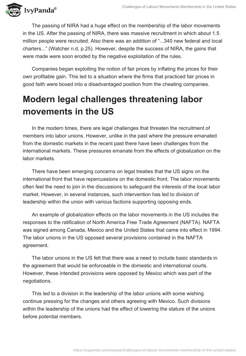 Challenges of Labour Movements Membership in the United States. Page 4