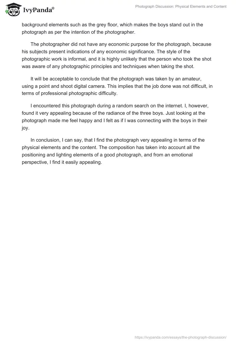Photograph Discussion: Physical Elements and Content. Page 2