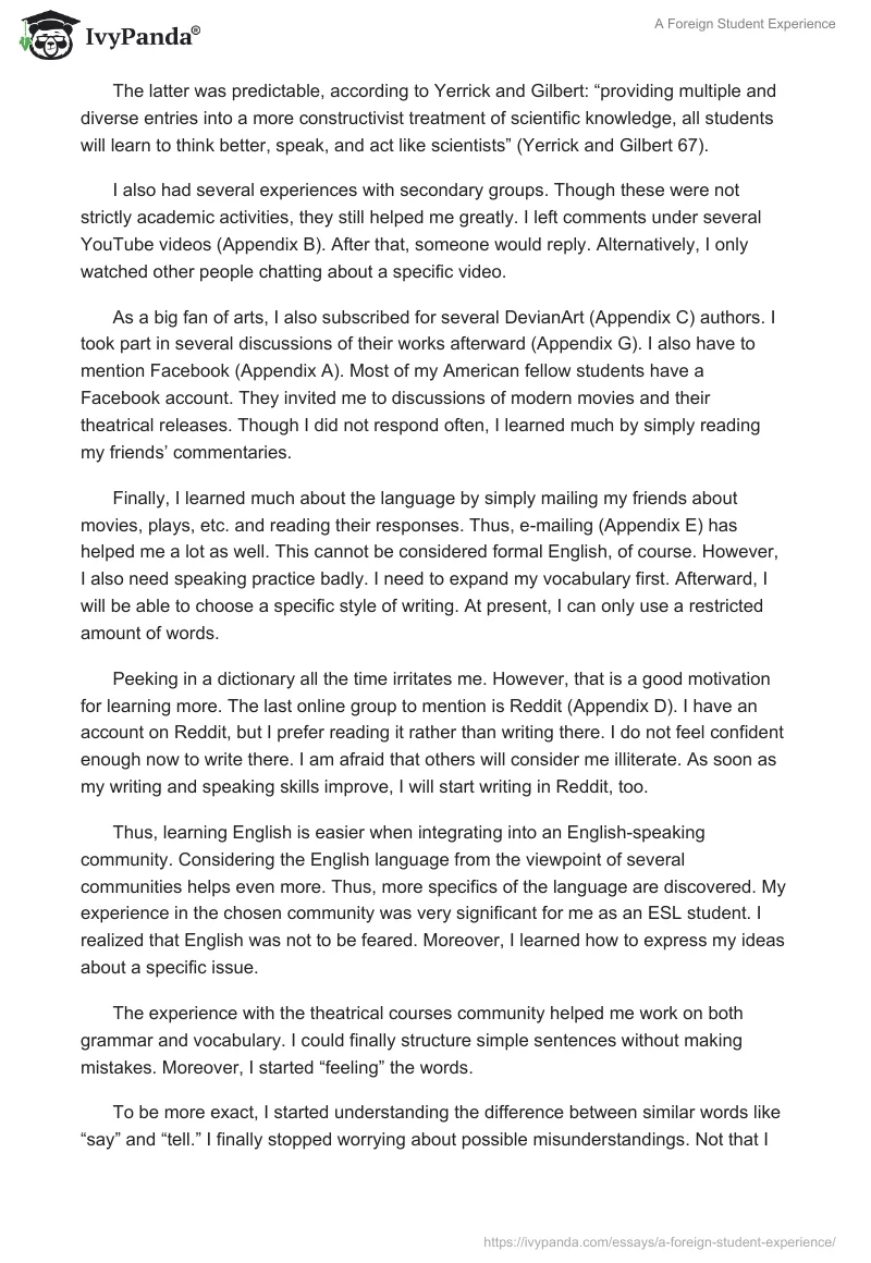 A Foreign Student Experience. Page 3