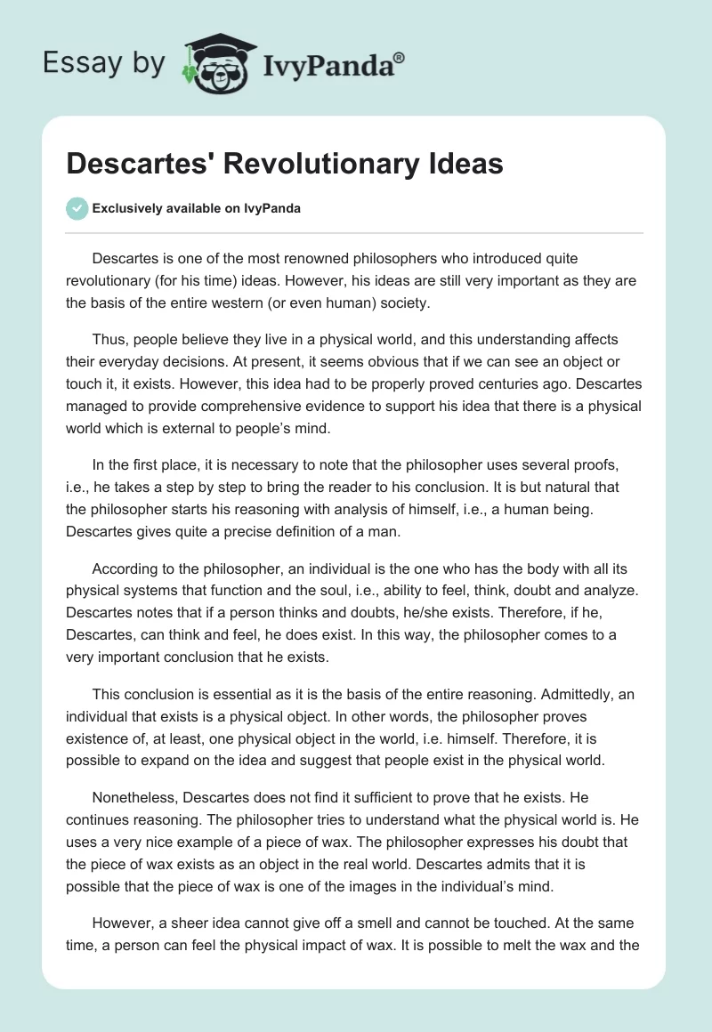 Descartes' Revolutionary Ideas. Page 1